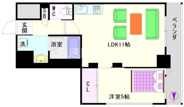 大阪市浪速区恵美須西(大阪メトロ堺筋線恵美須町駅)のマンション間取 大阪市浪速区恵美須西(大阪メトロ堺筋線恵美須町駅)のマンション間取