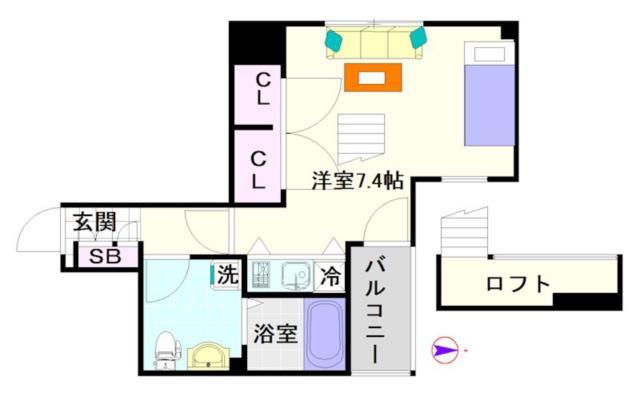大阪市浪速区敷津西(大阪メトロ御堂筋線大国町駅)のマンション間取 大阪市浪速区敷津西(大阪メトロ御堂筋線大国町駅)のマンション間取