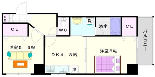 大阪市浪速区元町(大阪メトロ御堂筋線大国町駅)のマンション間取 大阪市浪速区元町(大阪メトロ御堂筋線大国町駅)のマンション間取