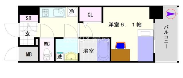 大阪市浪速区大国(JR大阪環状線今宮駅)の分譲賃貸マンション間取 大阪市浪速区大国(JR大阪環状線今宮駅)の分譲賃貸マンション間取
