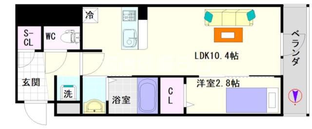 大阪市浪速区稲荷(大阪メトロ千日前線桜川駅)のマンション間取 大阪市浪速区稲荷(大阪メトロ千日前線桜川駅)のマンション間取
