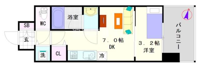大阪市浪速区敷津東(大阪メトロ御堂筋線大国町駅)のマンション間取 大阪市浪速区敷津東(大阪メトロ御堂筋線大国町駅)のマンション間取