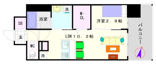大阪市浪速区敷津東(大阪メトロ御堂筋線大国町駅)のマンション間取 大阪市浪速区敷津東(大阪メトロ御堂筋線大国町駅)のマンション間取