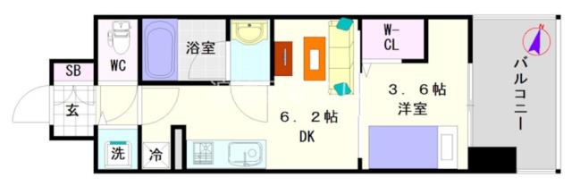 大阪市浪速区敷津東(大阪メトロ御堂筋線大国町駅)のマンション間取 大阪市浪速区敷津東(大阪メトロ御堂筋線大国町駅)のマンション間取