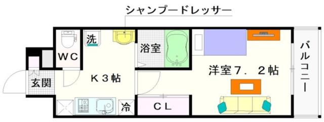 大阪市浪速区塩草(南海汐見橋線芦原町駅)のマンション間取 大阪市浪速区塩草(南海汐見橋線芦原町駅)のマンション間取