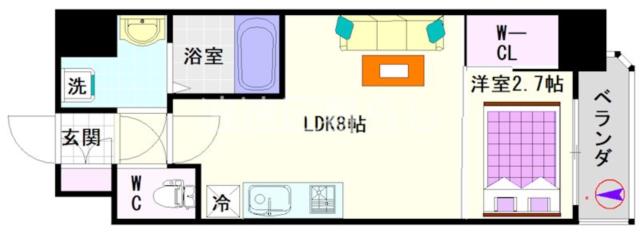 大阪市浪速区下寺(大阪メトロ堺筋線恵美須町駅)のマンション間取 大阪市浪速区下寺(大阪メトロ堺筋線恵美須町駅)のマンション間取