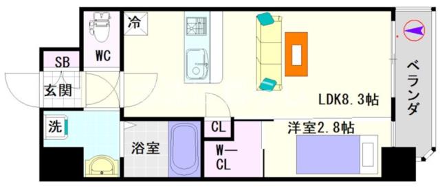 大阪市浪速区下寺(大阪メトロ堺筋線恵美須町駅)のマンション間取 大阪市浪速区下寺(大阪メトロ堺筋線恵美須町駅)のマンション間取