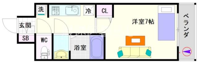 大阪市浪速区下寺(大阪メトロ堺筋線恵美須町駅)のマンション間取 大阪市浪速区下寺(大阪メトロ堺筋線恵美須町駅)のマンション間取