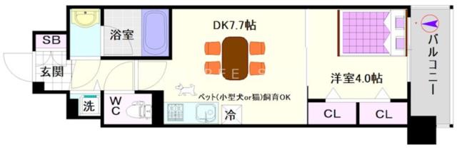 大阪市浪速区元町(大阪メトロ四つ橋線なんば駅)のマンション間取 大阪市浪速区元町(大阪メトロ四つ橋線なんば駅)のマンション間取