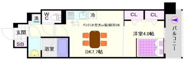 大阪市浪速区元町(大阪メトロ四つ橋線なんば駅)のマンション間取 大阪市浪速区元町(大阪メトロ四つ橋線なんば駅)のマンション間取