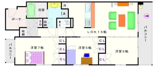 大阪市中央区日本橋(大阪メトロ堺筋線日本橋駅)のマンション間取 大阪市中央区日本橋(大阪メトロ堺筋線日本橋駅)のマンション間取
