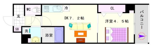大阪市浪速区敷津東(南海本線難波駅)のマンション間取 大阪市浪速区敷津東(南海本線難波駅)のマンション間取