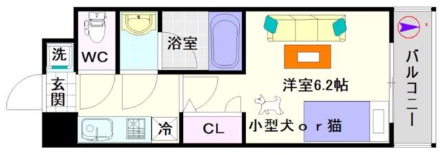 大阪市浪速区稲荷(阪神なんば線桜川駅)のマンション間取 大阪市浪速区稲荷(阪神なんば線桜川駅)のマンション間取