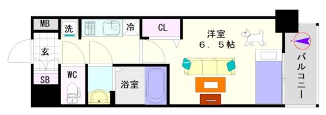 大阪市浪速区敷津東(大阪メトロ御堂筋線大国町駅)のマンション間取 大阪市浪速区敷津東(大阪メトロ御堂筋線大国町駅)のマンション間取