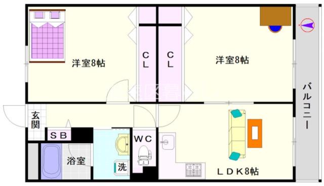 大阪市浪速区稲荷(大阪メトロ千日前線桜川駅)のマンション間取 大阪市浪速区稲荷(大阪メトロ千日前線桜川駅)のマンション間取