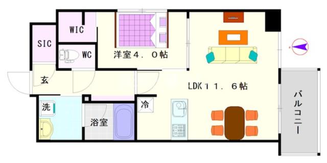 大阪市浪速区敷津西(大阪メトロ四つ橋線大国町駅)のマンション間取 大阪市浪速区敷津西(大阪メトロ四つ橋線大国町駅)のマンション間取