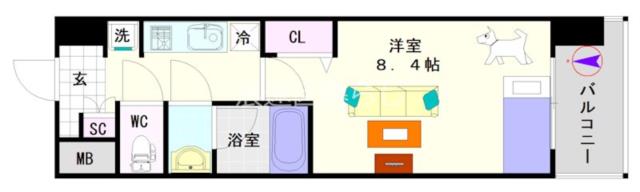 大阪市浪速区戎本町(大阪メトロ御堂筋線大国町駅)のマンション間取 大阪市浪速区戎本町(大阪メトロ御堂筋線大国町駅)のマンション間取