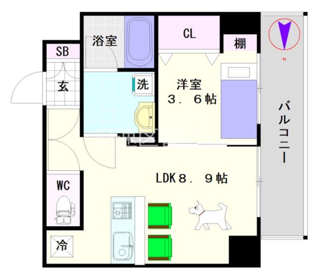 大阪市浪速区戎本町(南海高野線今宮戎駅)のマンション間取 大阪市浪速区戎本町(南海高野線今宮戎駅)のマンション間取
