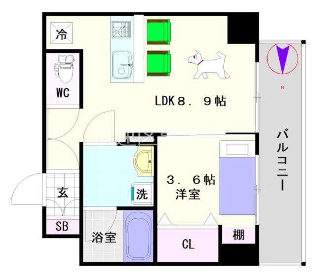 大阪市浪速区戎本町(南海高野線今宮戎駅)のマンション間取 大阪市浪速区戎本町(南海高野線今宮戎駅)のマンション間取