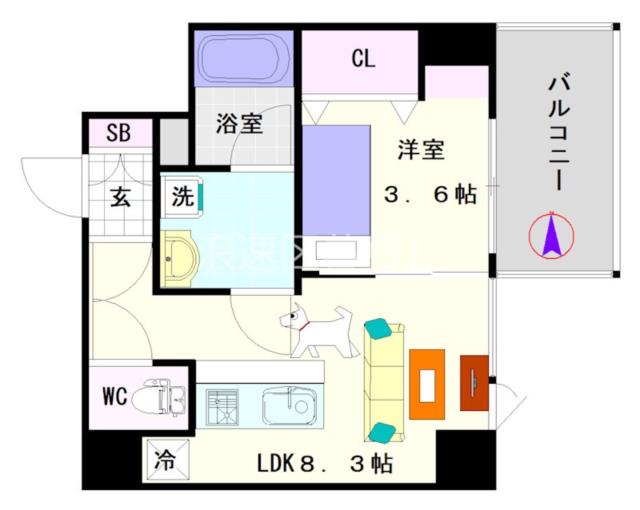 大阪市浪速区戎本町(南海高野線今宮戎駅)のマンション間取 大阪市浪速区戎本町(南海高野線今宮戎駅)のマンション間取