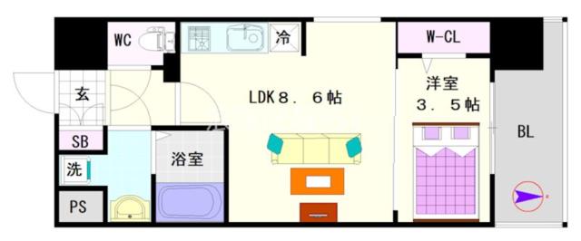大阪市浪速区幸町(大阪メトロ千日前線桜川駅)の分譲賃貸マンション間取 大阪市浪速区幸町(大阪メトロ千日前線桜川駅)の分譲賃貸マンション間取
