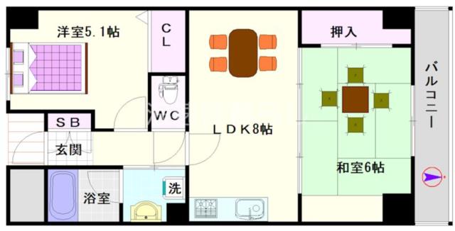 大阪市浪速区大国(JR大阪環状線今宮駅)のマンション間取 大阪市浪速区大国(JR大阪環状線今宮駅)のマンション間取
