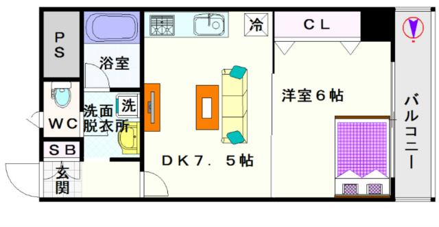 大阪市浪速区恵美須西(南海高野線今宮戎駅)のマンション間取 大阪市浪速区恵美須西(南海高野線今宮戎駅)のマンション間取