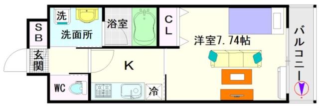 大阪市浪速区大国(JR大阪環状線今宮駅)のマンション間取 大阪市浪速区大国(JR大阪環状線今宮駅)のマンション間取