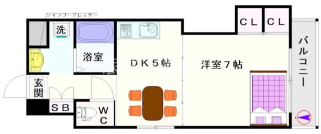 大阪市浪速区敷津西(大阪メトロ御堂筋線大国町駅)のマンション間取 大阪市浪速区敷津西(大阪メトロ御堂筋線大国町駅)のマンション間取