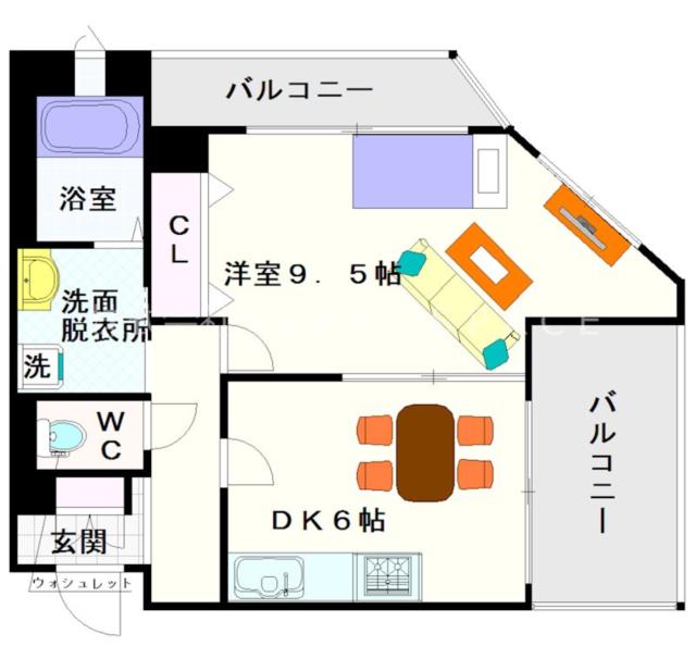大阪市浪速区敷津西(大阪メトロ御堂筋線大国町駅)のマンション間取 大阪市浪速区敷津西(大阪メトロ御堂筋線大国町駅)のマンション間取