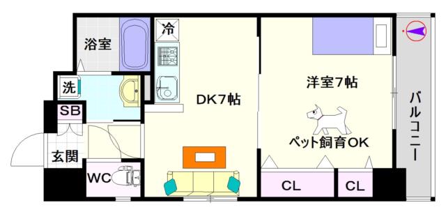 大阪市浪速区大国(大阪メトロ御堂筋線大国町駅)のマンション間取 大阪市浪速区大国(大阪メトロ御堂筋線大国町駅)のマンション間取