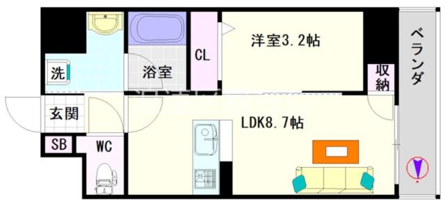 大阪市浪速区恵美須西(大阪メトロ堺筋線恵美須町駅)のマンション間取 大阪市浪速区恵美須西(大阪メトロ堺筋線恵美須町駅)のマンション間取