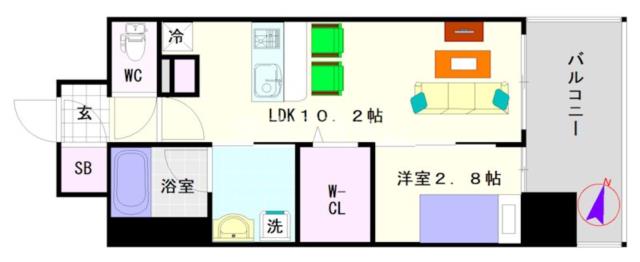 大阪市浪速区敷津東(大阪メトロ御堂筋線大国町駅)のマンション間取 大阪市浪速区敷津東(大阪メトロ御堂筋線大国町駅)のマンション間取