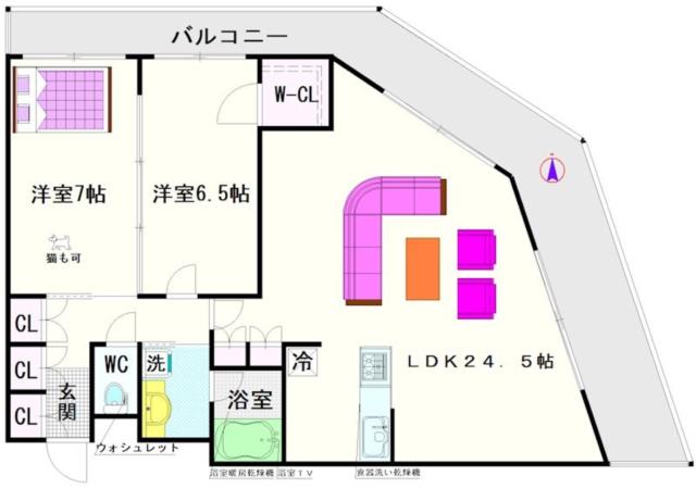 大阪市浪速区敷津西(大阪メトロ御堂筋線大国町駅)の分譲賃貸マンション間取 大阪市浪速区敷津西(大阪メトロ御堂筋線大国町駅)の分譲賃貸マンション間取