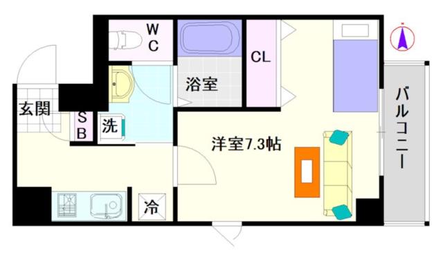 大阪市浪速区大国(JR大和路線今宮駅)のマンション間取 大阪市浪速区大国(JR大和路線今宮駅)のマンション間取