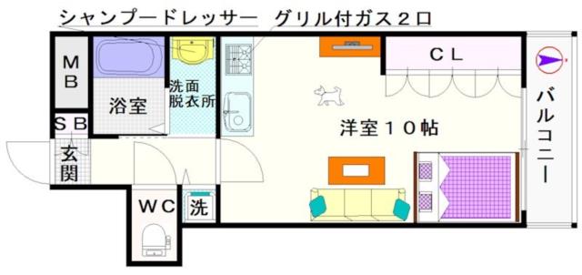 大阪市浪速区大国(JR大阪環状線今宮駅)のマンション間取 大阪市浪速区大国(JR大阪環状線今宮駅)のマンション間取