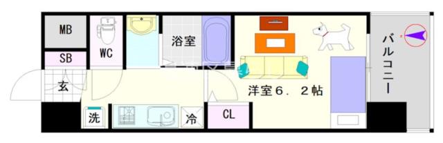 大阪市浪速区敷津東(大阪メトロ御堂筋線大国町駅)の分譲賃貸マンション間取 大阪市浪速区敷津東(大阪メトロ御堂筋線大国町駅)の分譲賃貸マンション間取