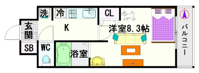 大阪市浪速区敷津西(大阪メトロ御堂筋線大国町駅)のマンション間取 大阪市浪速区敷津西(大阪メトロ御堂筋線大国町駅)のマンション間取