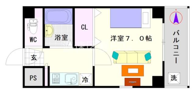 大阪市浪速区恵美須東(大阪メトロ堺筋線恵美須町駅)のマンション間取 大阪市浪速区恵美須東(大阪メトロ堺筋線恵美須町駅)のマンション間取