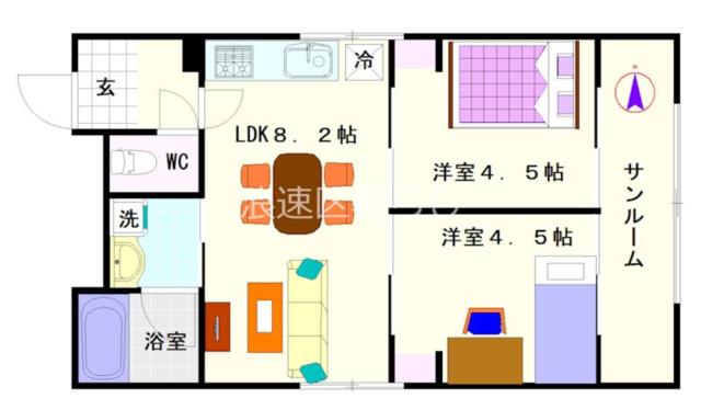 大阪市浪速区敷津東(大阪メトロ御堂筋線大国町駅)の分譲賃貸マンション間取 大阪市浪速区敷津東(大阪メトロ御堂筋線大国町駅)の分譲賃貸マンション間取