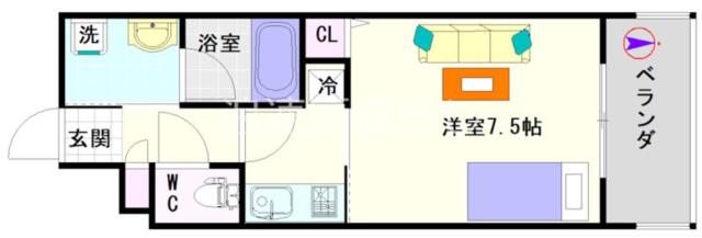 大阪市浪速区稲荷(JR大和路線JR難波駅)のマンション間取 大阪市浪速区稲荷(JR大和路線JR難波駅)のマンション間取