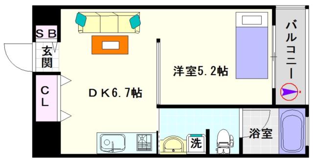 大阪市浪速区敷津西(大阪メトロ御堂筋線大国町駅)のマンション間取 大阪市浪速区敷津西(大阪メトロ御堂筋線大国町駅)のマンション間取