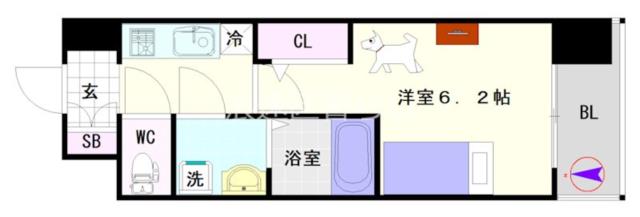 大阪市浪速区稲荷(JR大和路線JR難波駅)の分譲賃貸マンション間取 大阪市浪速区稲荷(JR大和路線JR難波駅)の分譲賃貸マンション間取