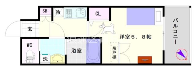 大阪市浪速区敷津西(大阪メトロ御堂筋線大国町駅)のマンション間取 大阪市浪速区敷津西(大阪メトロ御堂筋線大国町駅)のマンション間取