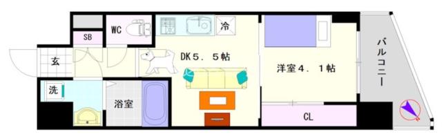 大阪市浪速区敷津西(大阪メトロ御堂筋線大国町駅)のマンション間取 大阪市浪速区敷津西(大阪メトロ御堂筋線大国町駅)のマンション間取