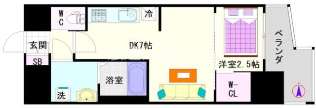 大阪市浪速区敷津西(大阪メトロ御堂筋線大国町駅)のマンション間取 大阪市浪速区敷津西(大阪メトロ御堂筋線大国町駅)のマンション間取