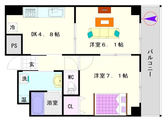 大阪市浪速区元町(JR大和路線JR難波駅)のマンション間取 大阪市浪速区元町(JR大和路線JR難波駅)のマンション間取