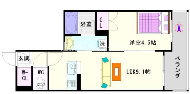 大阪市中央区瓦屋町(大阪メトロ千日前線日本橋駅)のマンション間取 大阪市中央区瓦屋町(大阪メトロ千日前線日本橋駅)のマンション間取