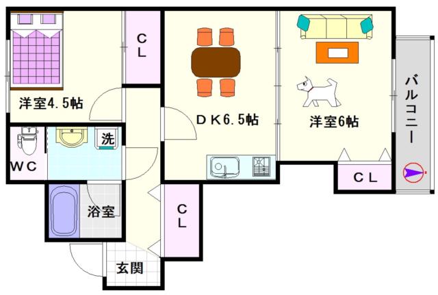 大阪市浪速区敷津西(大阪メトロ御堂筋線大国町駅)のマンション間取 大阪市浪速区敷津西(大阪メトロ御堂筋線大国町駅)のマンション間取