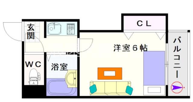 大阪市浪速区大国(JR大阪環状線今宮駅)のマンション間取 大阪市浪速区大国(JR大阪環状線今宮駅)のマンション間取